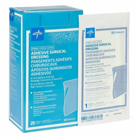 MEDLINE Dressing Adhesive Surgical 8X6 8X3 Pad NON4313H